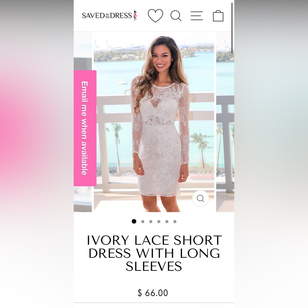 Saved by the dress ivory lace short dress with long sleeves. Stunning